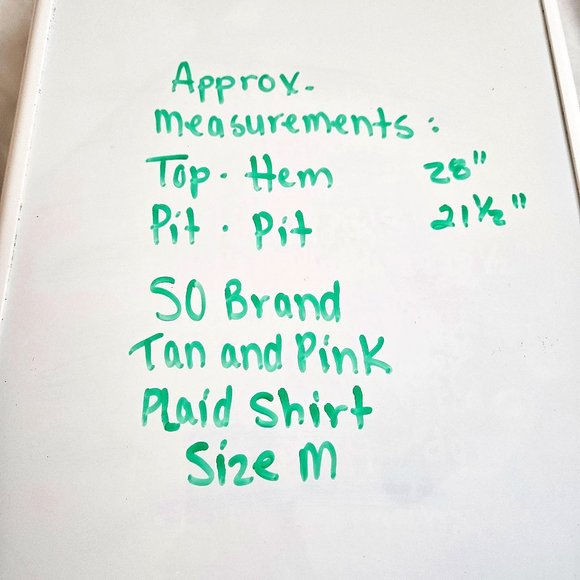 Flannel Shirt-SO Brand Tan and Pink Plaid Button Up Shirt Size M - Picture 7 of 7